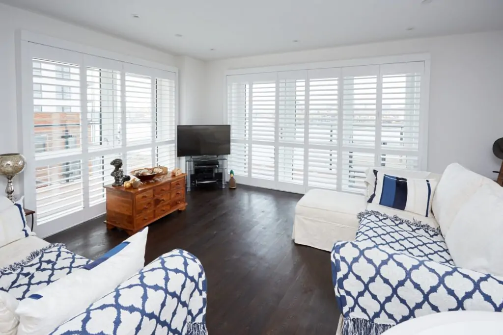 beautiful toronto shutters in dining room of oakville mansion